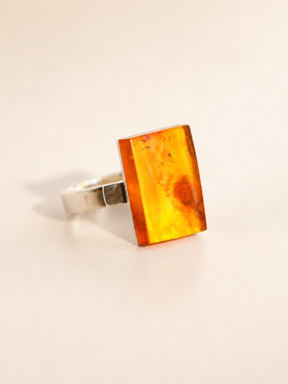 Baltic Amber Ring in Sterling Silver- by Mariusz Gliwiński